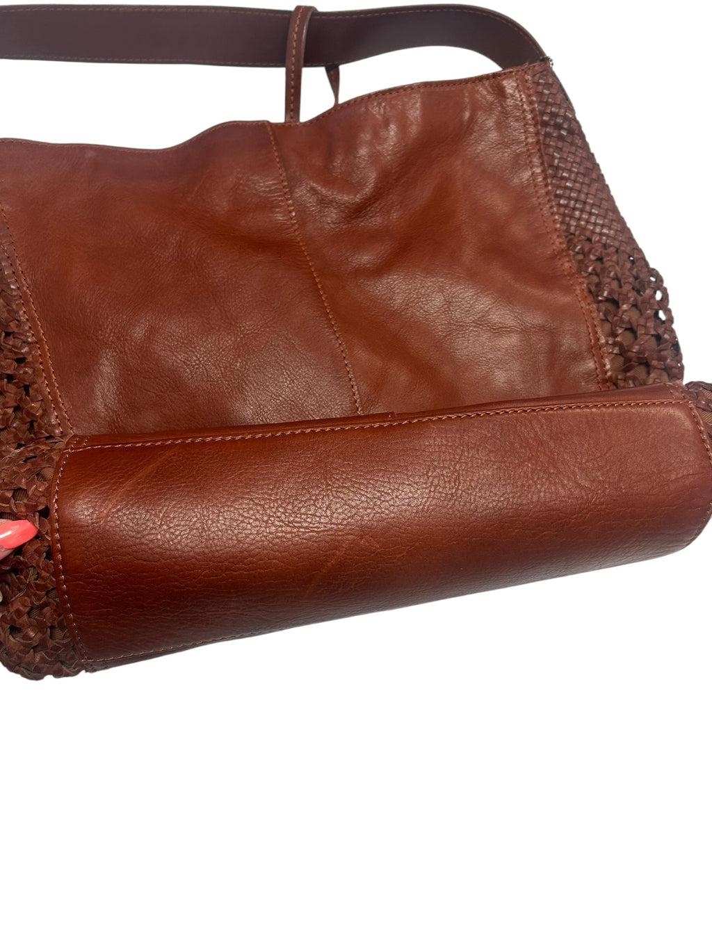 HOBO HAZEL WOVEN SIDE PANELS LEATHER SLOUCHY BAG BROWN