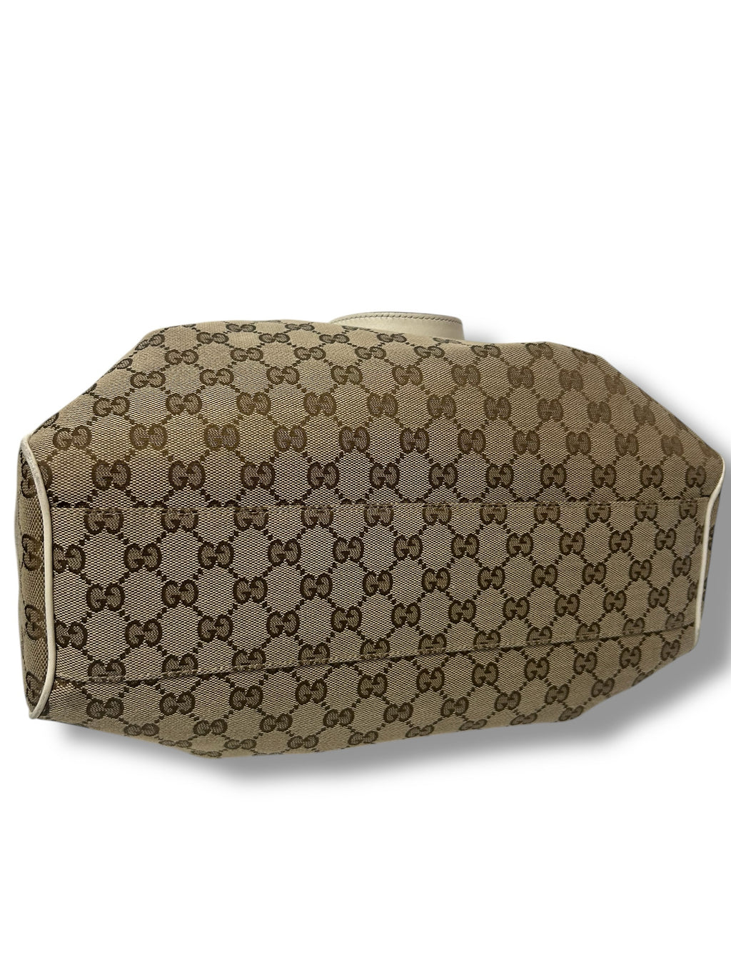 GUCCI GG CANVAS TOTE DOUBLE SHOULDER STRAP TAN CREAM