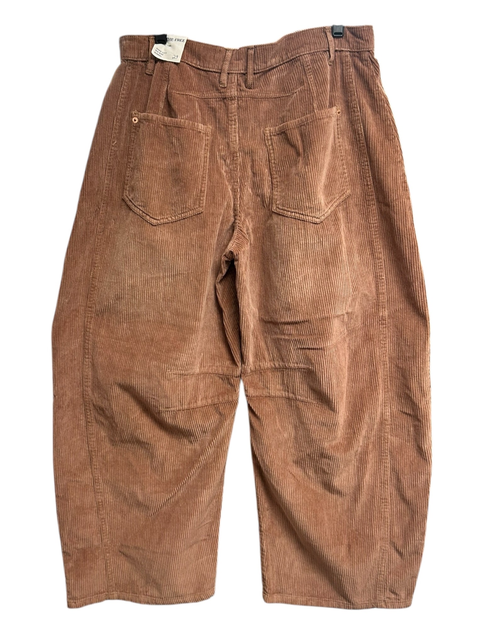 NWT WE THE FREE GOOD LUCK CORDUROY BARREL PANTS GINGER ROOT SIZE 29