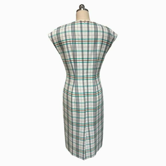 HUGO BOSS DAELA PLAID VANILLA LIGHT FANTASY WHITE DRESS SIZE 6