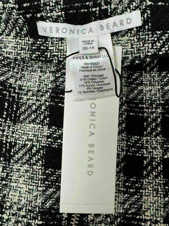 VERONICA BEARD NWT! BRANDO TWEED FOR MILLERBLACK/WHITE DICKY SIZE ONE SIZE