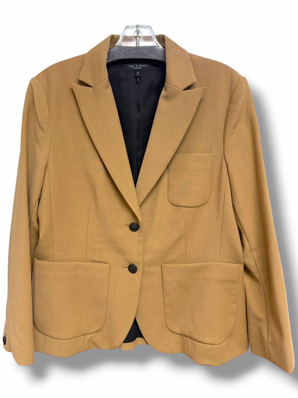 RAG & BONE NANCY PEAK LAPEL WOOL BLEND TAN BLAZER SIZE 8