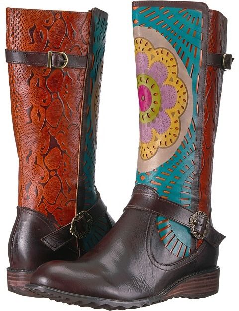 SPRING STEP L'ARTISTE HAVOD TALL LEATHER DETAILED BOOTS SIZE: 10