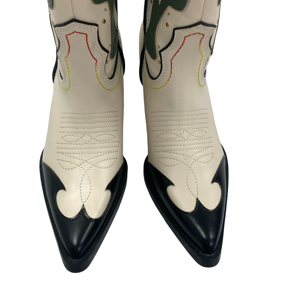 ZARA CONTRASTING KNEE-HIGH WESTERN CACTUS BOOTS SIZE 39