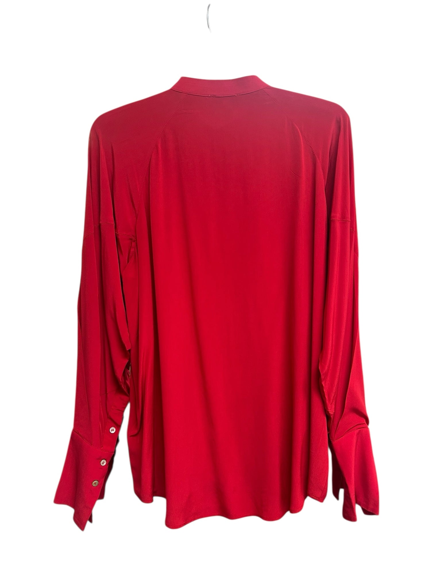 REISS HARRIS HIDDEN PLACKET RED LIGHTWEIGHT BLOUSE SIZE 8