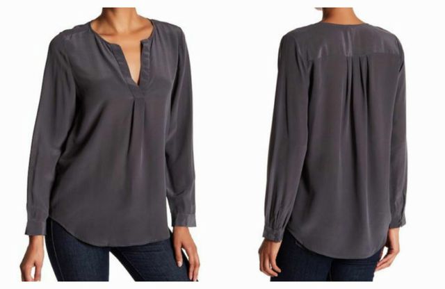 JOIE DEON SILK GRAY BLOUSE SIZE M