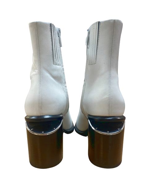 ALEXANDER WANG WHITE ANNA LEATHER ANKLED BOOT SIZE 7.5