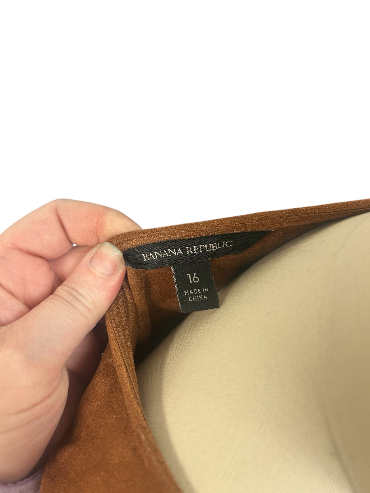 BANANA REPUBLIC VEGAN SUEDE CAMEL WRAP DRESS SIZE 16