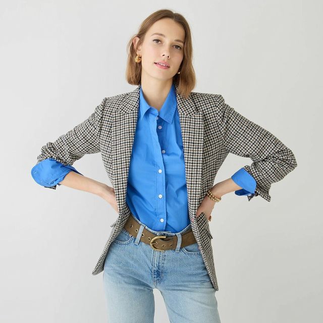 JCREW NEW! SOMMERSET HOUNDSTOOTH TWEED BLAZER SIZE: 12