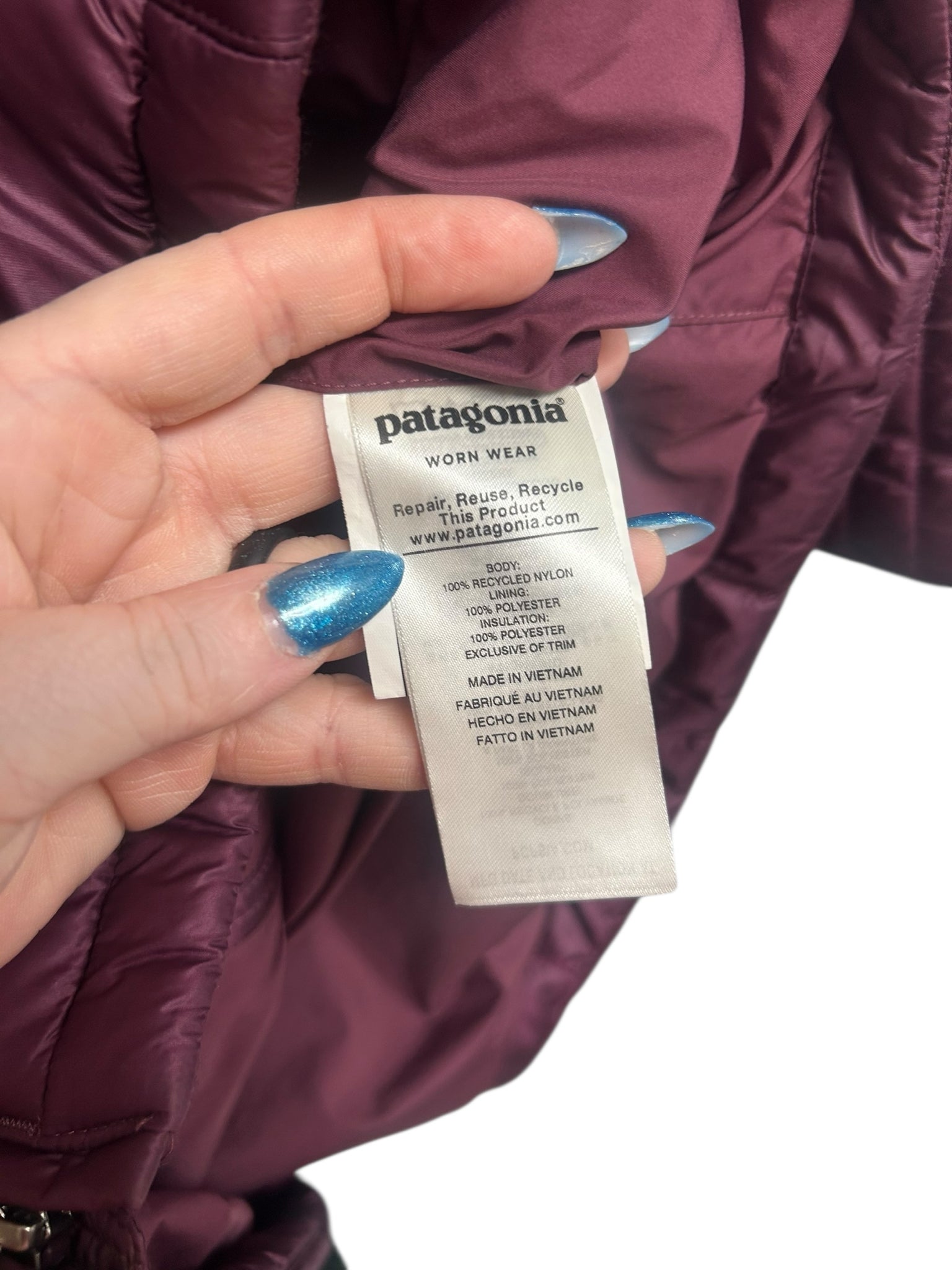 PATAGONIA RADALIE INSULATED PURPLE MID LENGTH PARKA SIZE SMALL