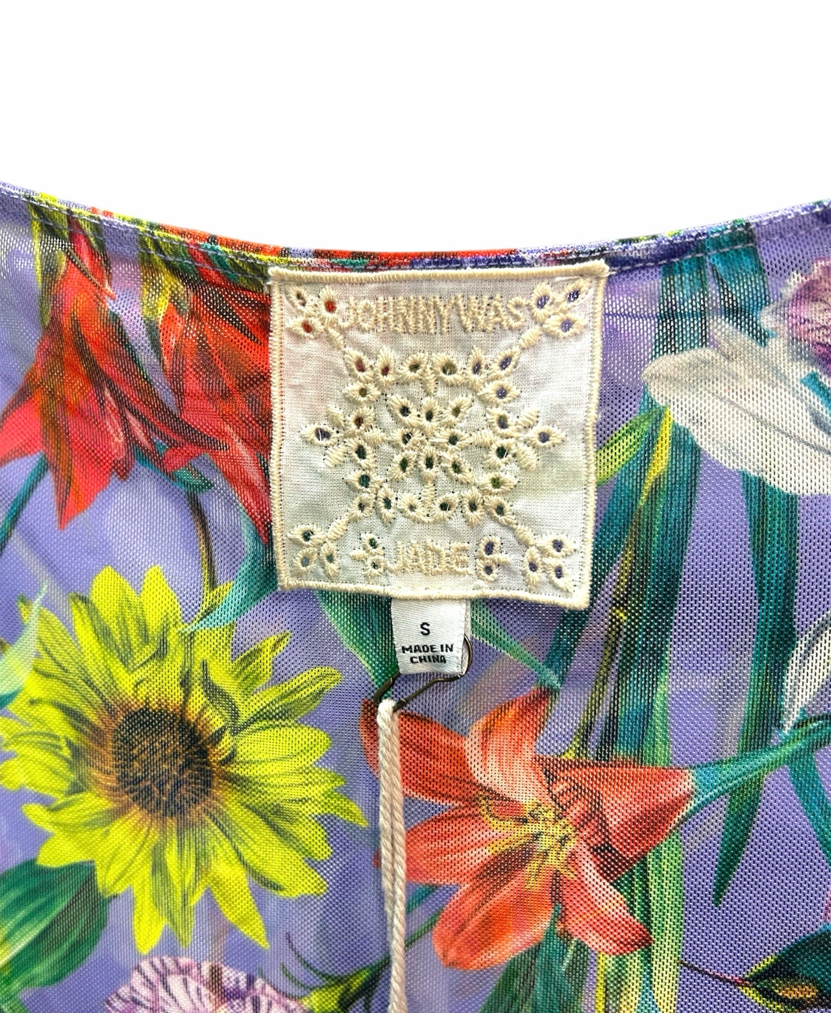 NEW! JOHNNY WAS DAPHNE MESH PRINT MIDI DRESS SIZE SMALL