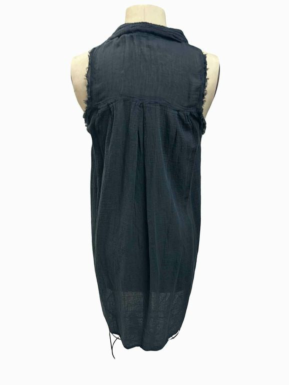 RAQUEL ALLEGRA GAUZY SPLIT NECK SLEEVELESS TUNIC DRESS SIZE: 1