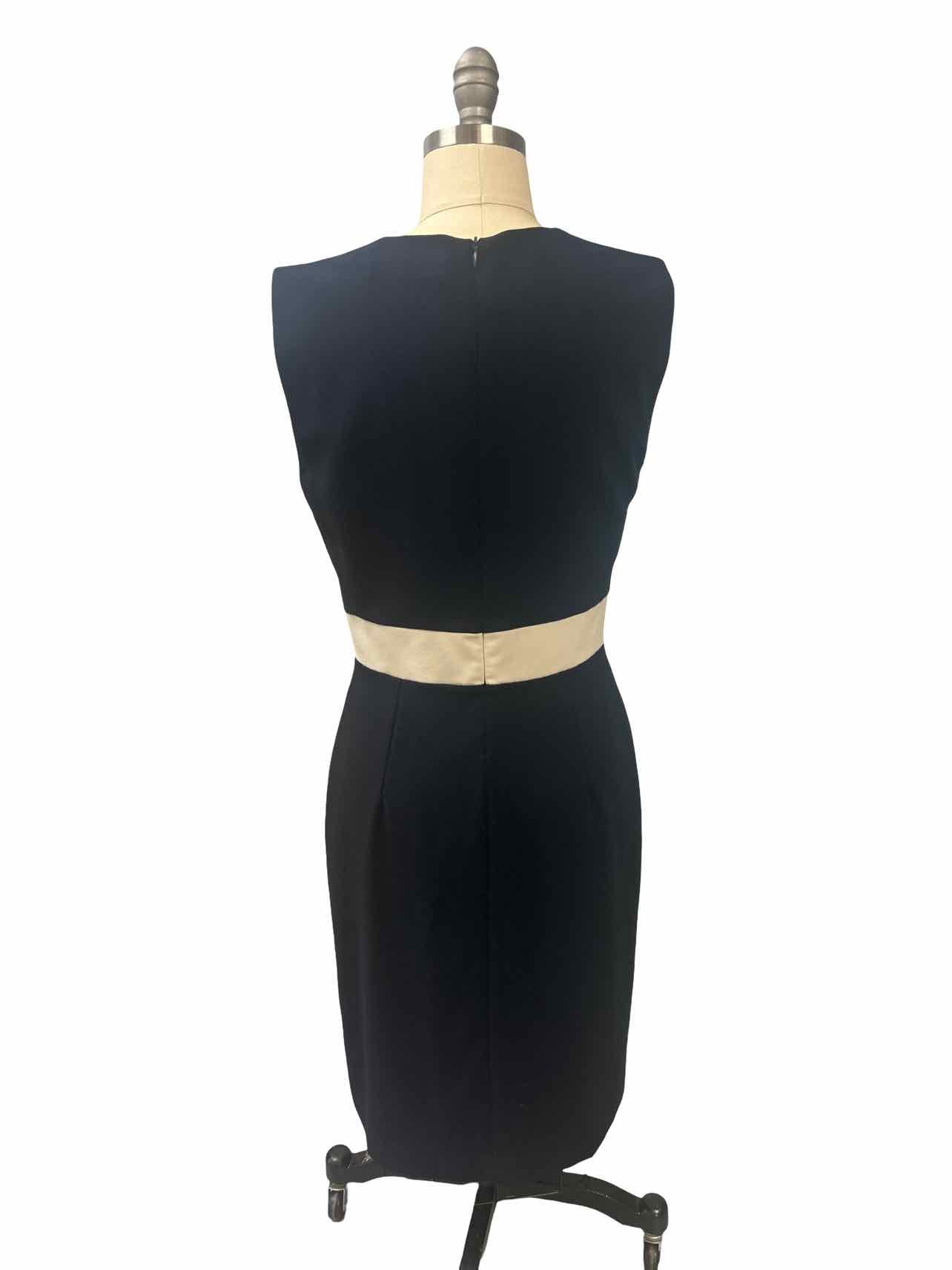 D.EXTERIOR SHEER OVERLAY SLEEVELESS COLORBLOCK DRESS SIZE: 44