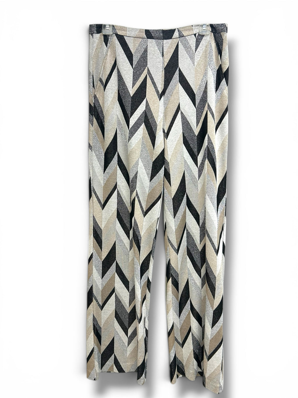 NWT TRINA TURK ASIA METALLIC CHEVRON WIDE LEG PANTS SIZE 8