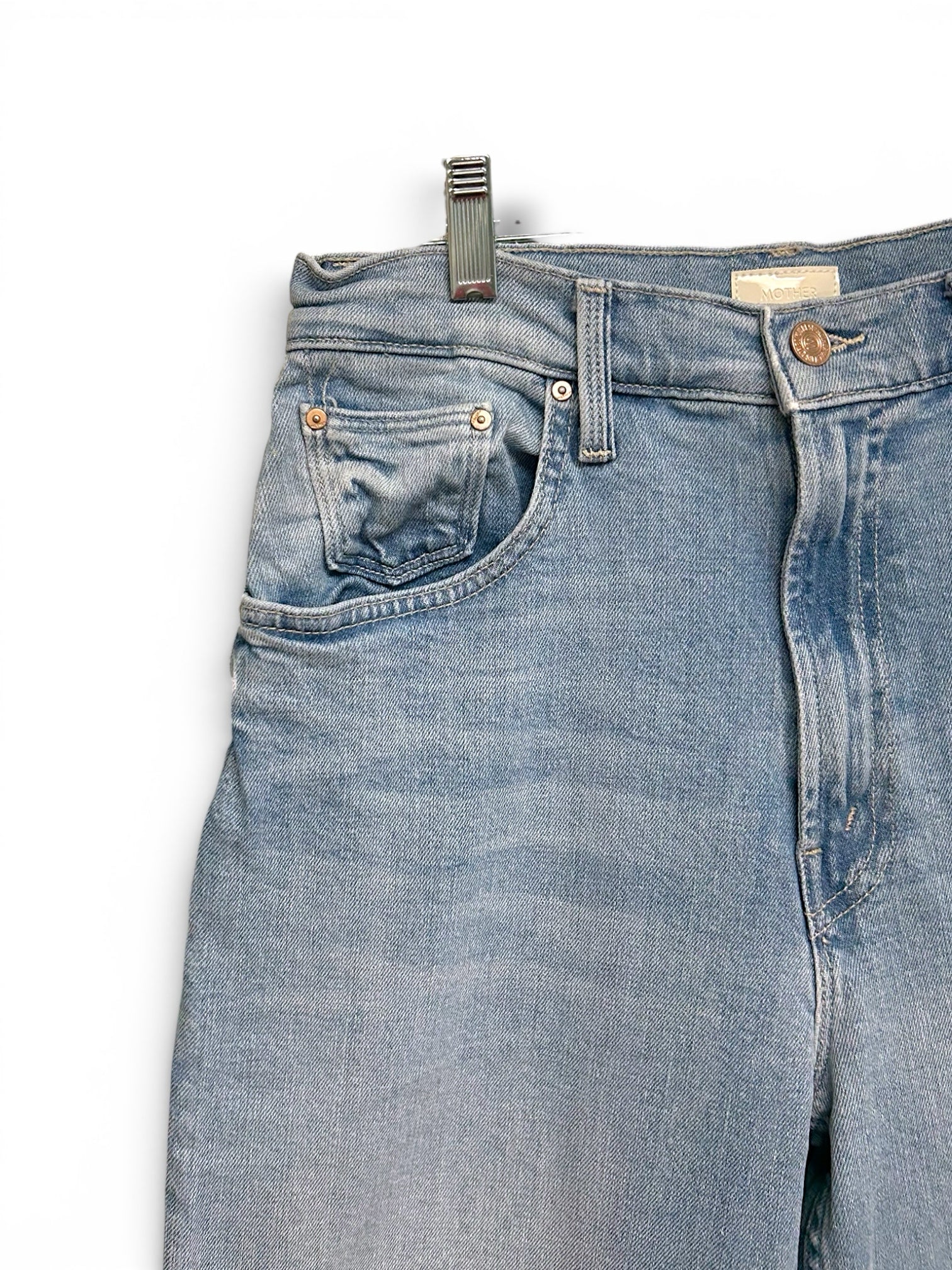 MOTHER HIGH WAISTED SPINNER ZIP HEEL NORWAY DUDE WASH JEANS SIZE 27
