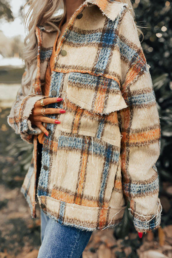 ANTHROPOLOGIE POL PLAID BRUSHED COTTON SHACKET SIZE LARGE