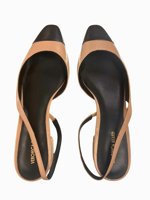 NIB VERONICA BEARD CECILE LEATHER CAP TOE SLING FLAT SIZE: 10.5