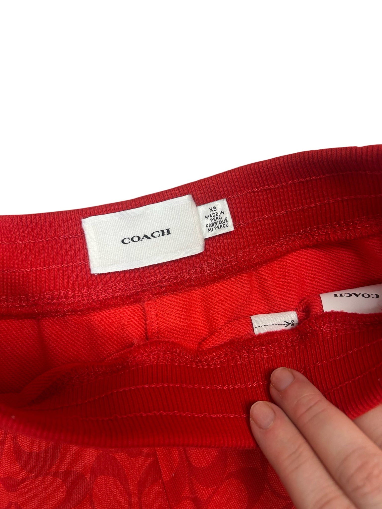 COACH RETRO LOGO RED TRACK SHORTS SIZE XS