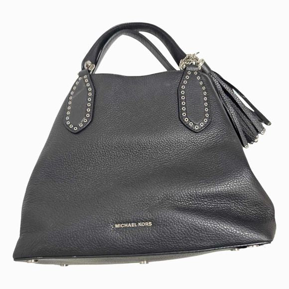 MICHAEL KORS BROOKLYN LARGE STUDDED BLACK SATCHE