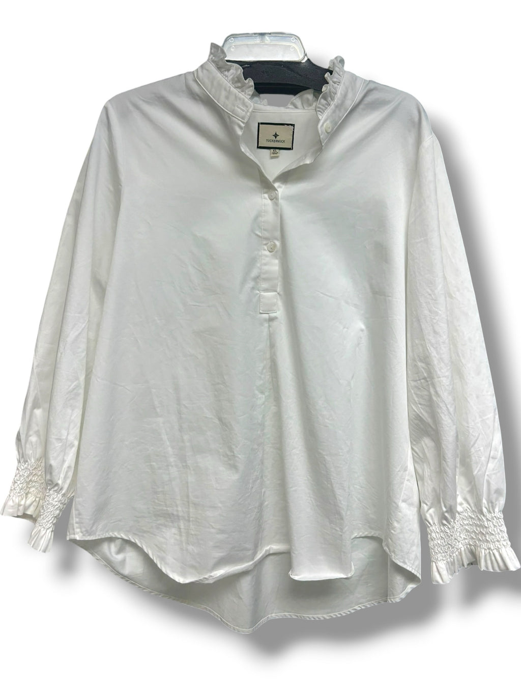 TUCKERNUCK TEAGAN WHITE COTTON POPOVER BLOUSE SIZE XL