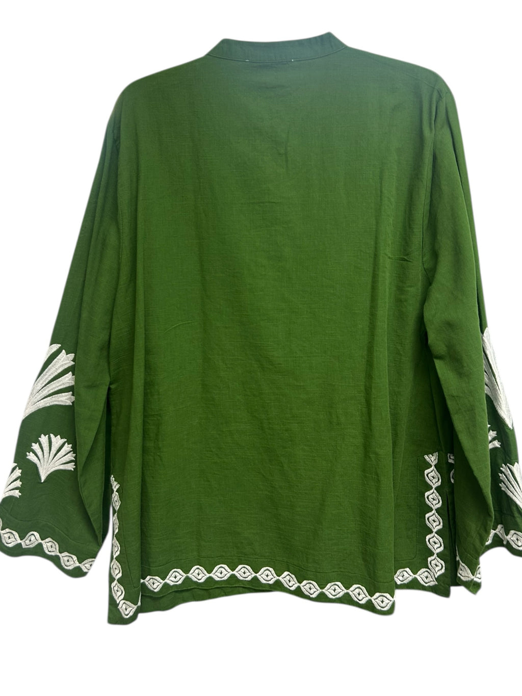 JUDE CONNALLY ELYCE EMBROIDERED LINEN COTTON GARDEN GREEN TOP SIZE XXL