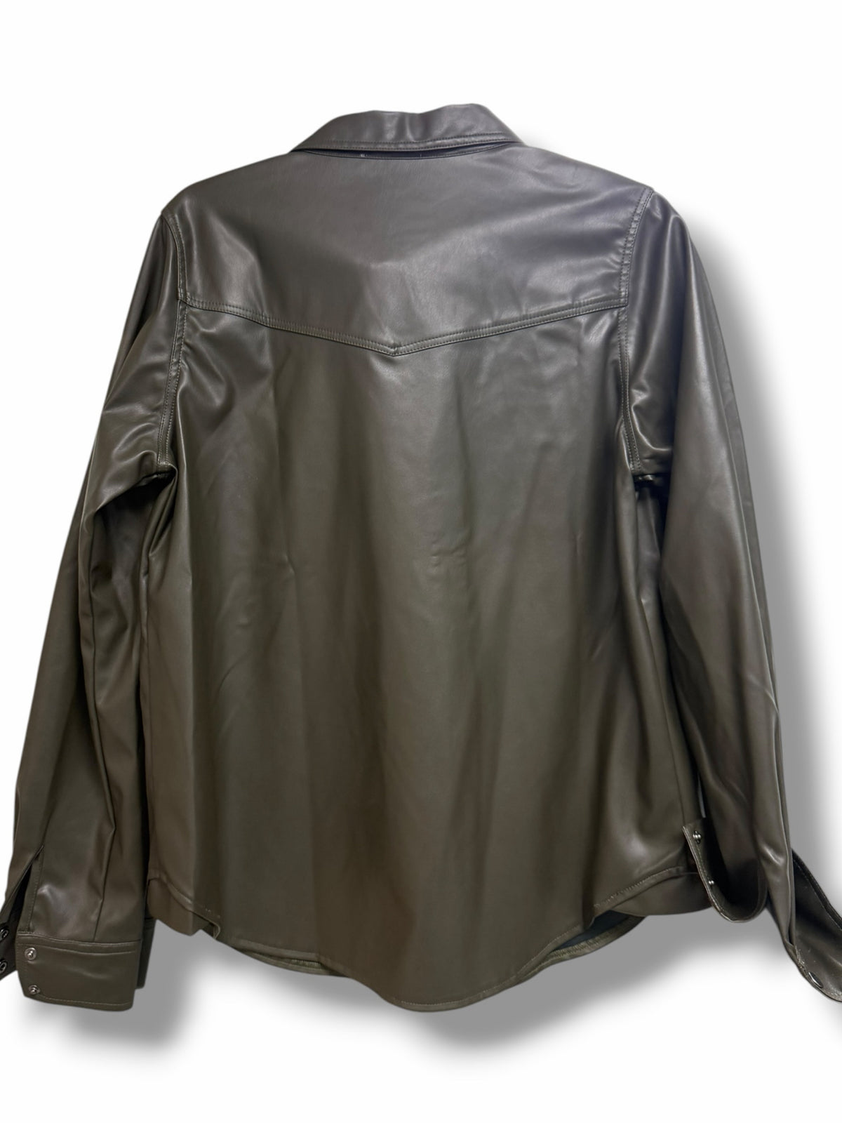 GOLD HAWK FAUX LEATHER 70'S SHIRT MOSS GREEN SIZE LARGE