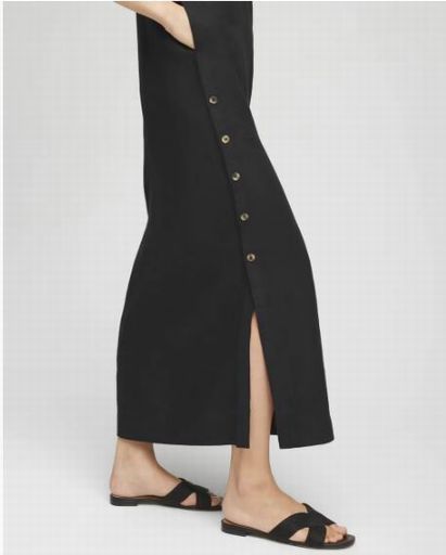 CHICOS LINEN MAXI SHIRT DRESS ROLLED SLEEVE SIZE: 16