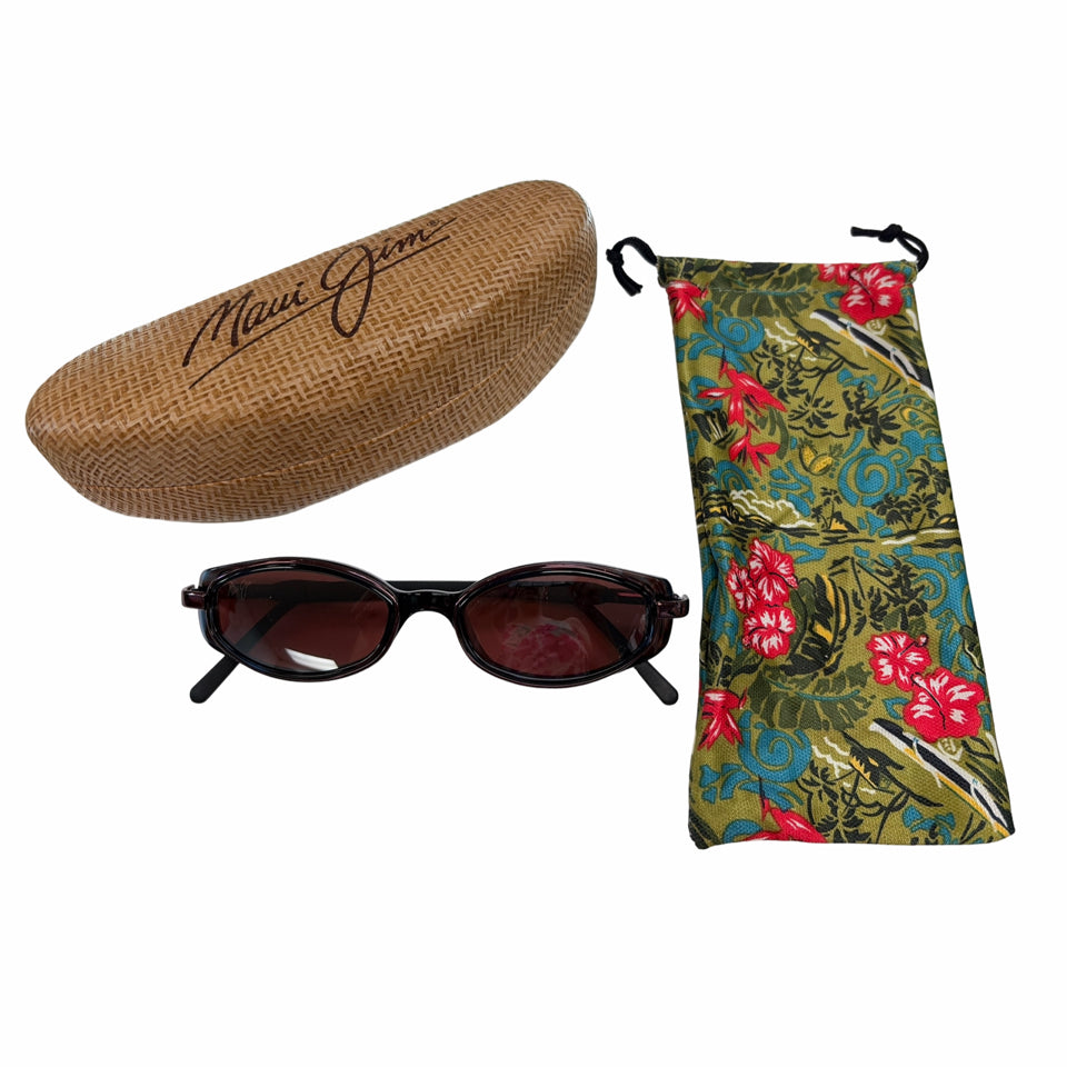 MAUI JIM VINTAGE HANA MJ124 POLARIZED SUNGLASSES RUBY WINE
