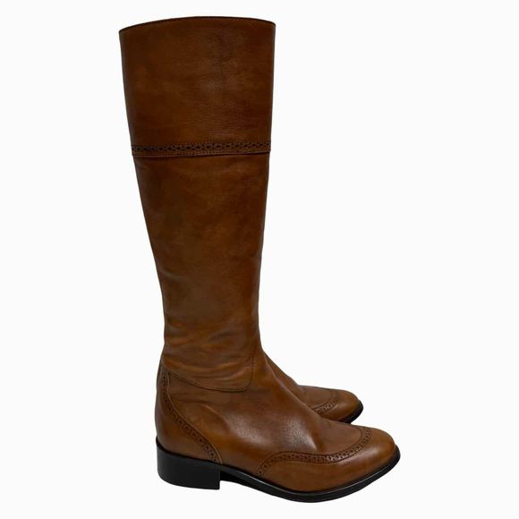 DUOBOOTS CABELL TALL ZIP BROWN BOOT SLIM CALF 38CM SIZE 38