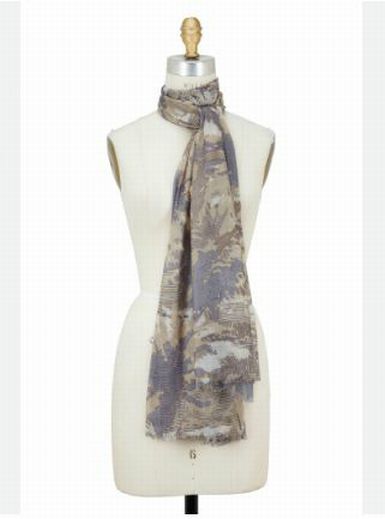KINROSS SEAGULL MULTI TROPICAL CAMO PRINT SCARF CASHMERE SILK