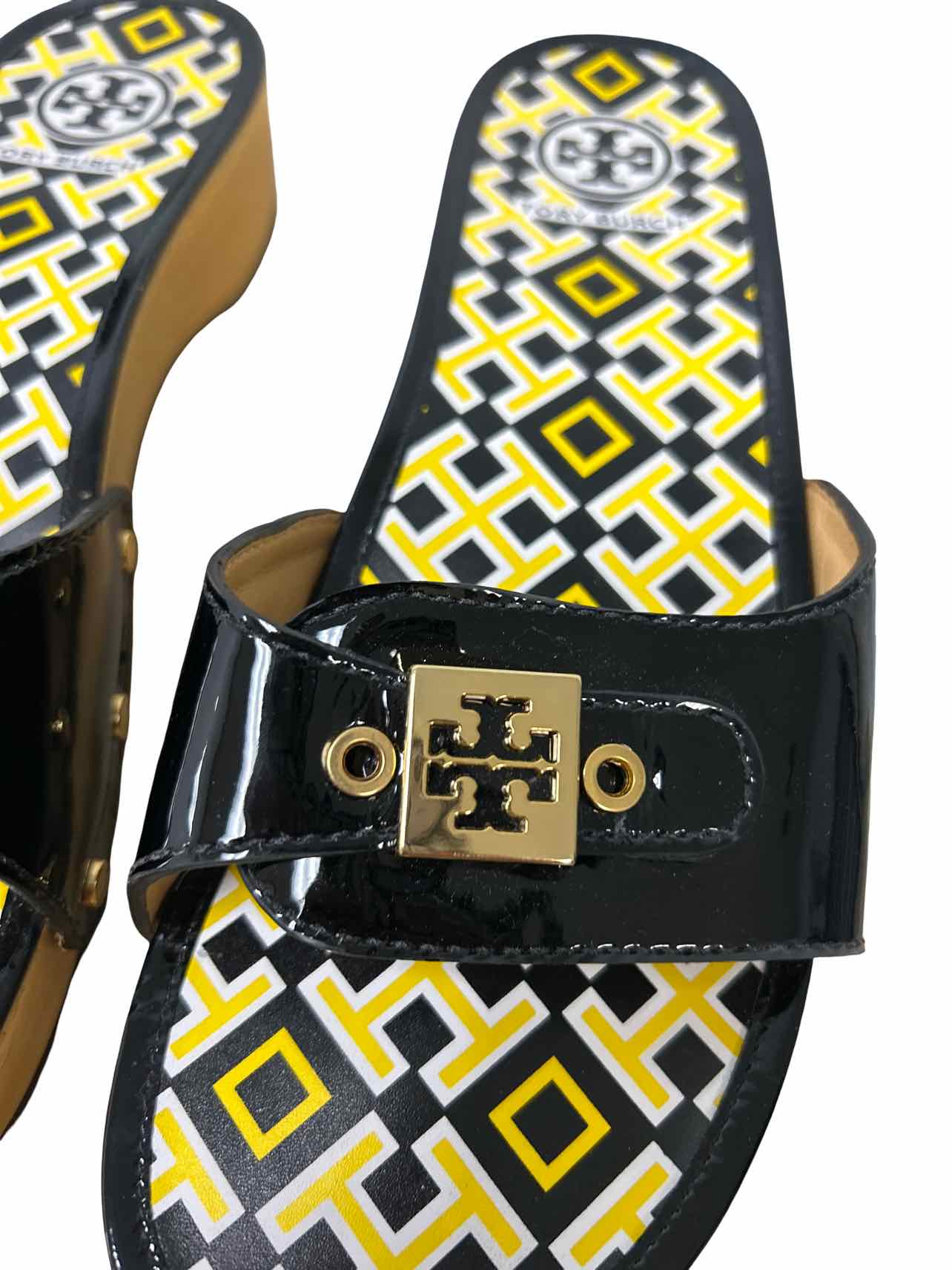 TORY BURCH DIXON WOOD CLOG PATENT LEATHER SIZE: 11