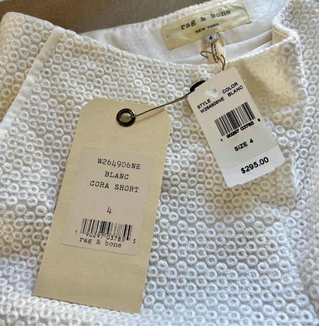 RAG & BONE CORA TEXTURED IVORY MID RISE SHORTS SIZE 6