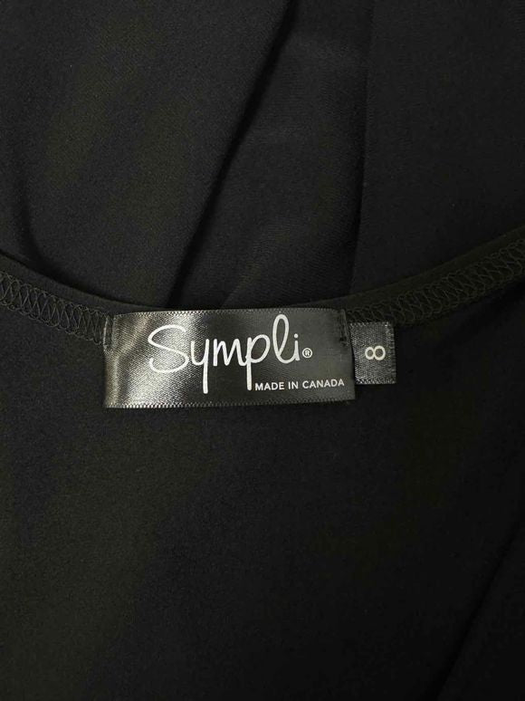 SYMPLI SLEEVELESS SCOOP NECK SPLIT HEM BLACK TUNIC TOP SIZE 8