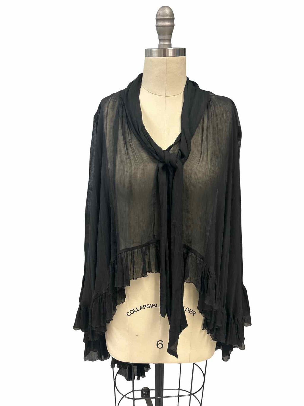 FREE PEOPLE  FULL SLEEVE FRILL TOP SIZE: S
