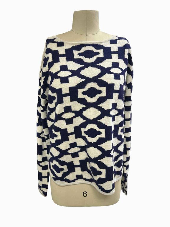 ISLEFIELD SILK CASHMERE BLEND PRINT SWEATER SIZE: M