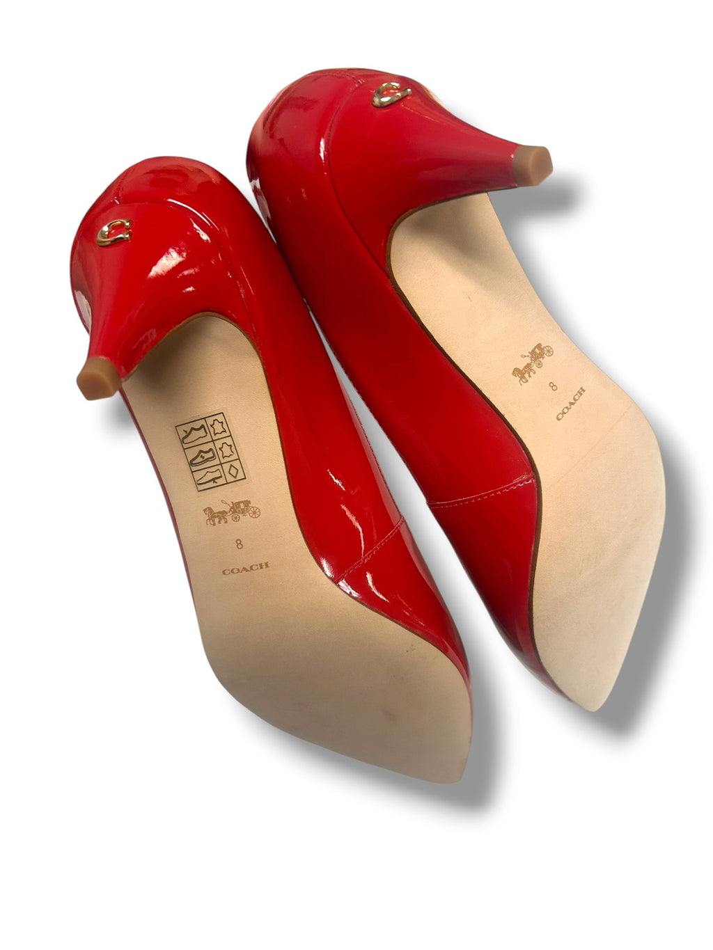 NIB COACH SLOANE PATENT LEATHER KITTEN HEEL SPORTS RED SIZE 8