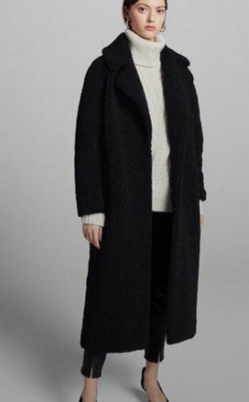 A.L.C. CARON TEDDY FAUX SHEARLING BLACK LONG COAT SIZE MEDIUM