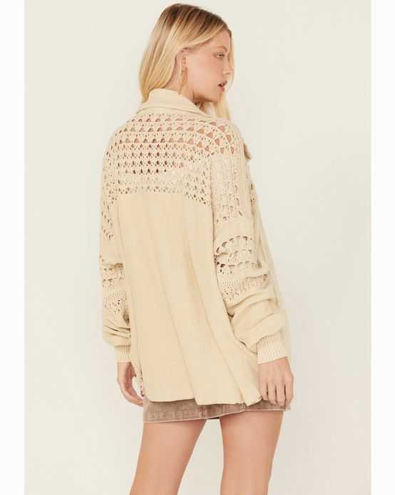 FREE PEOPLE DUNE BUG CREAM CARDIGAN SIZE S