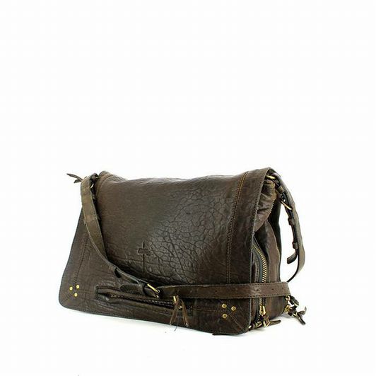 JEROME DREYFUSS BROWN ALBERT LEATHER MESSENGER CROSSBODY