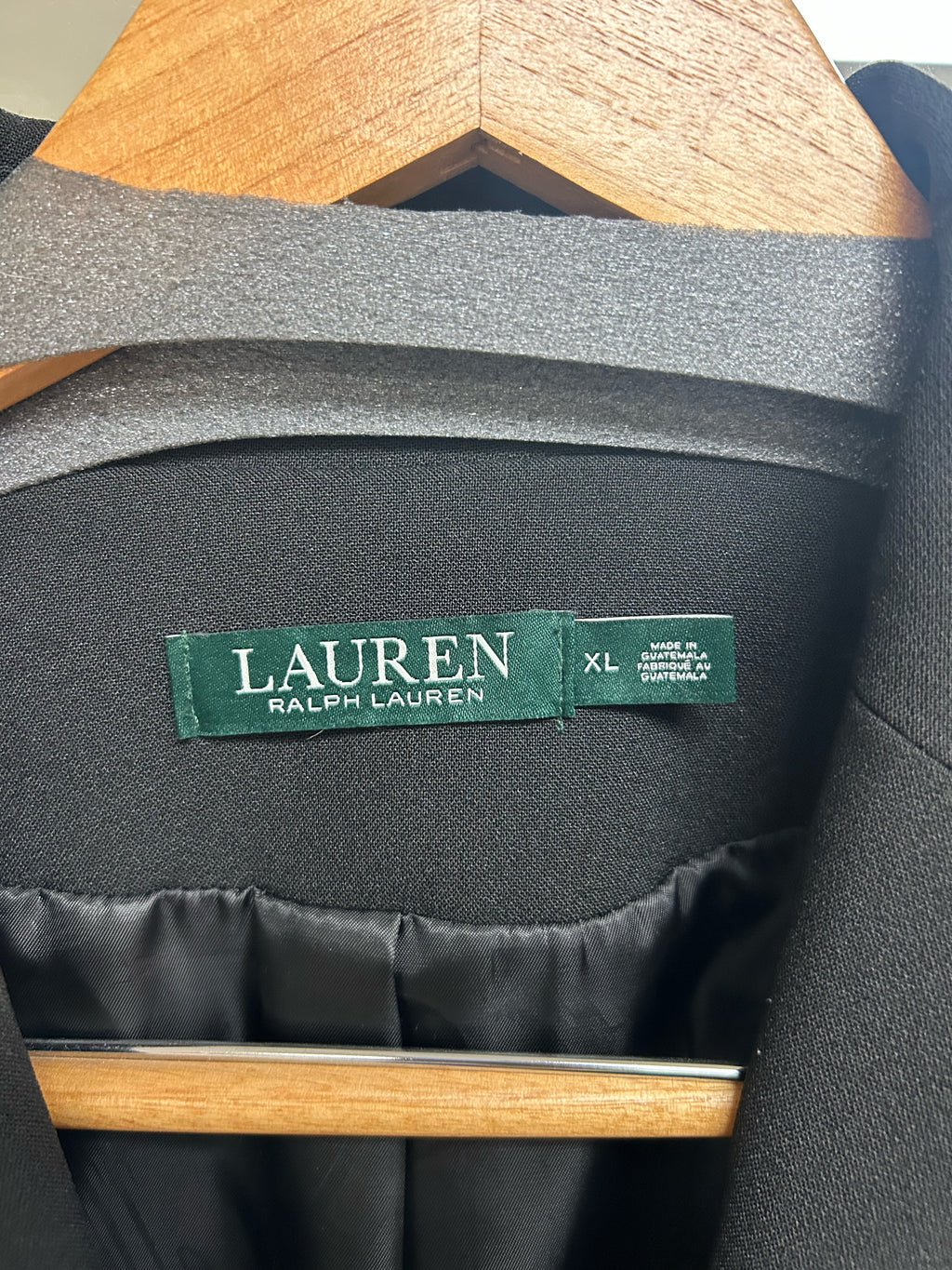 RALPH LAUREN BLACK SINGLE BUTTON CREPE DRESS COAT SIZE XL