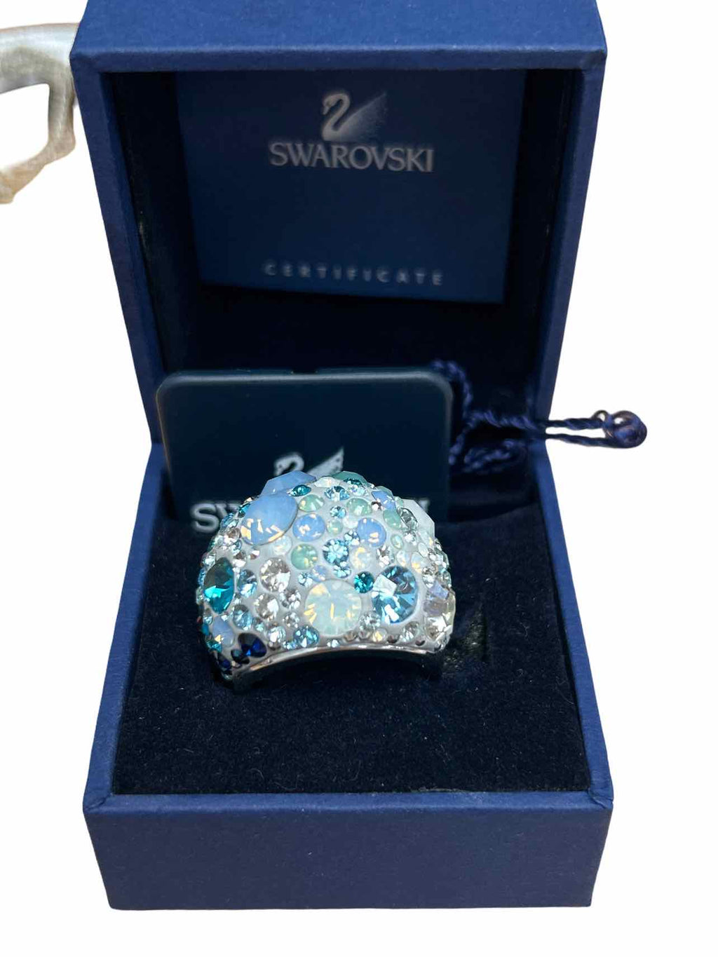 SWAROVSKI CHIC BLUE CRYSTAL DOME RING SIZE: 8