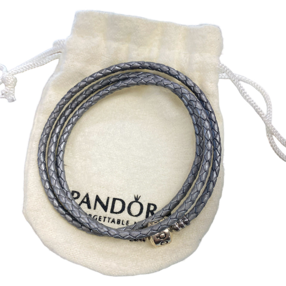 PANDORA TRIPLE GRAY LEATHER WRAP BRACELET