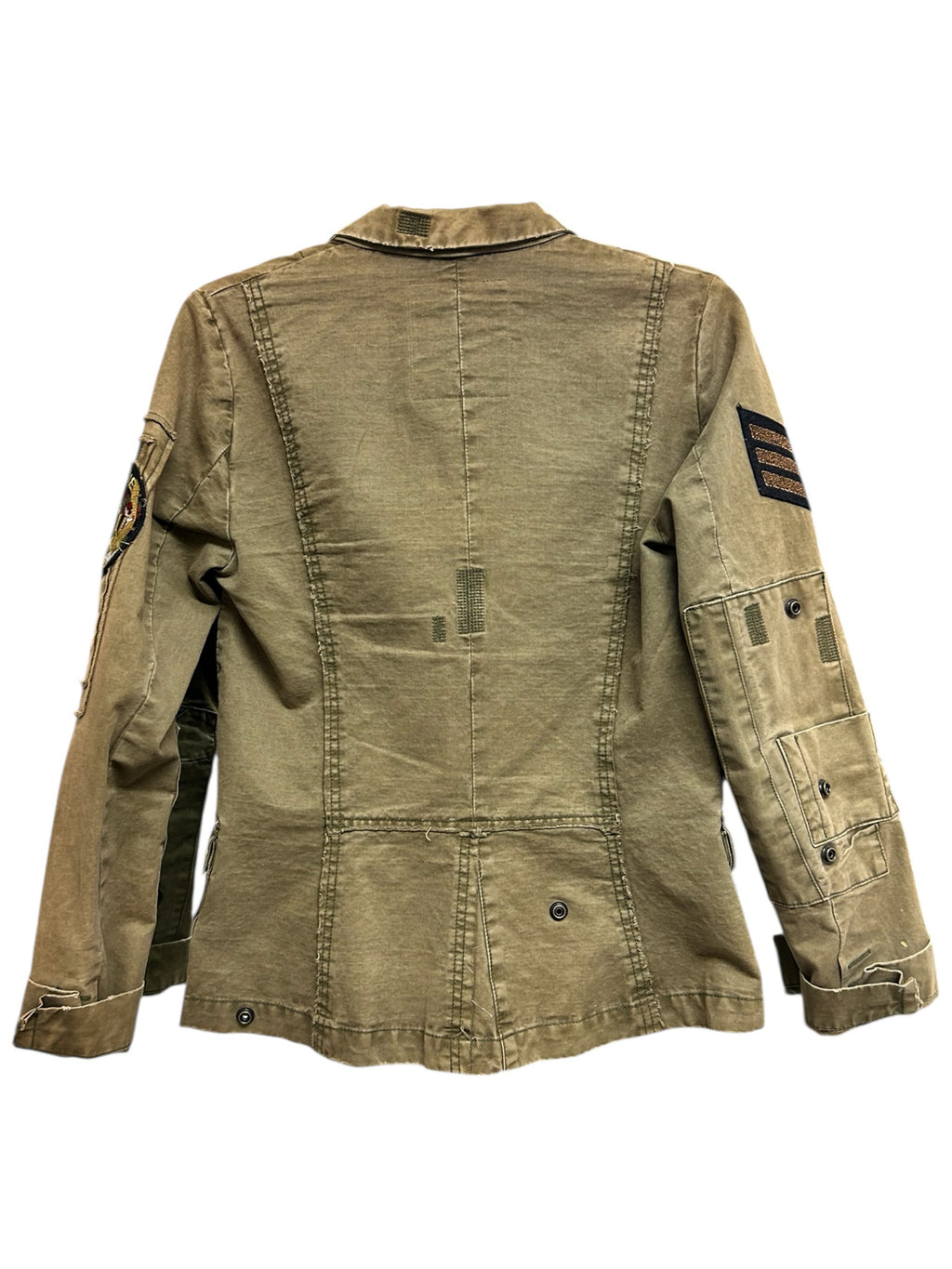 ZADIG & VOLTAIRE VIRGINIA GRUNGE FADED PATCH MILITARY JACKET SIZE XS