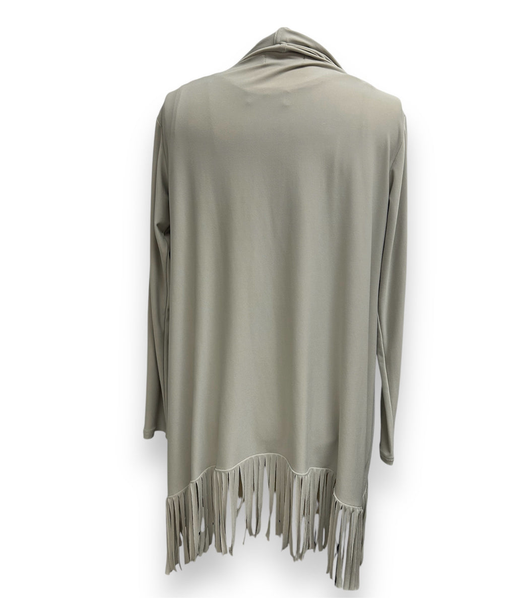 SYMPLI TAUPE FRINGE TANK CARDIGAN WRAP SET SIZE 6