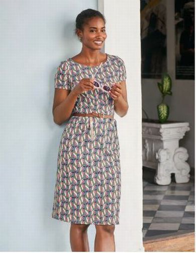 BODEN PHOEBE JERSEY TSHIRT PARROT DRESS SIZE: 10L