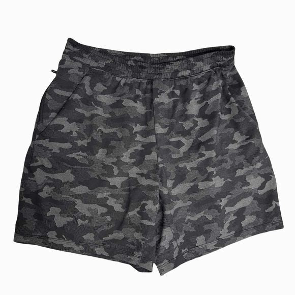 LULULEMON PACE BREAKER VARIGATED BLACK CAMO MESH 6"  SIZE L