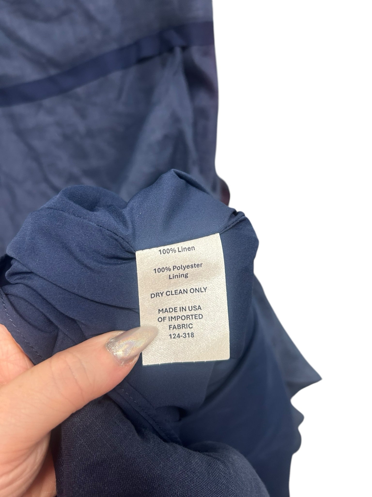 NWT SARA CAMPBELL CHANTELLE LINEN RUFFLE NAVY BLUE SLEEVELESS MIDI DRESS SIZE 8