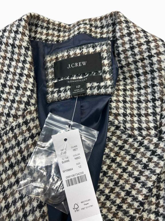 JCREW NEW! SOMMERSET HOUNDSTOOTH TWEED BLAZER SIZE: 12