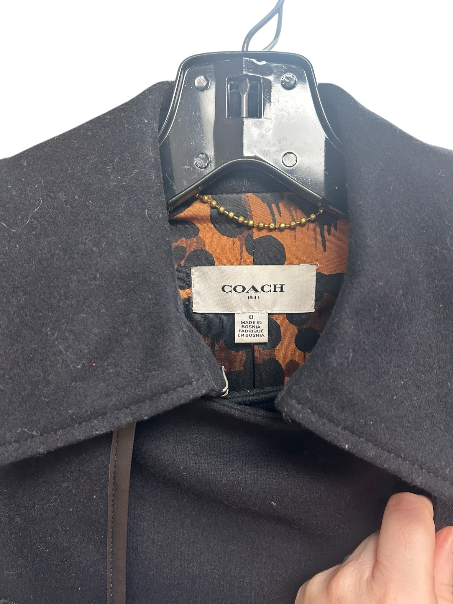 COACH CONVERTIBLE WOOL TRENCH COAT 3 IN 1 BLACK SIZE 0