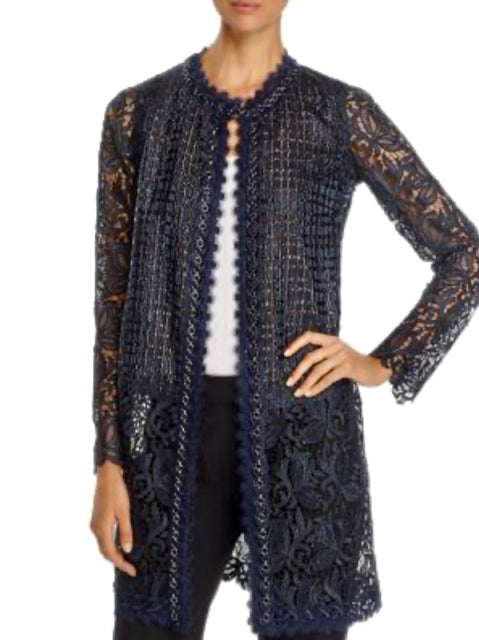 NWT ELLIE TAHARI JAYA CHAIN DETAIL METALLIC LACE TOPPER JACKET SIZE MEDIUM